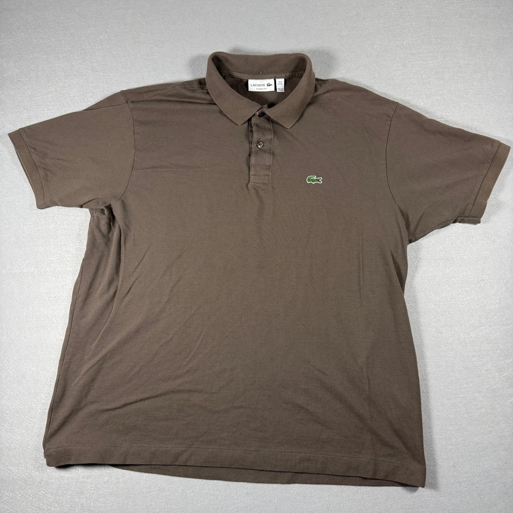 Lacoste Polo Shirt Mens 3XL Brown Classic Fit Casual Golf Preppy Cotton Business
